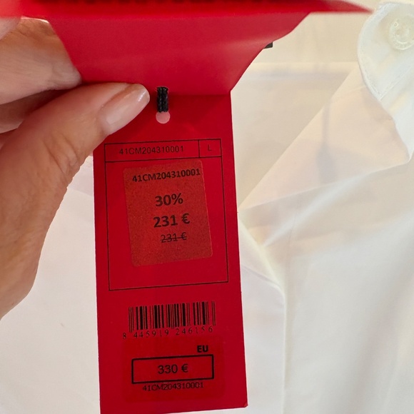 Carolina Herrera White Blouse w silk wrist scarf ties - Picture 3 of 4